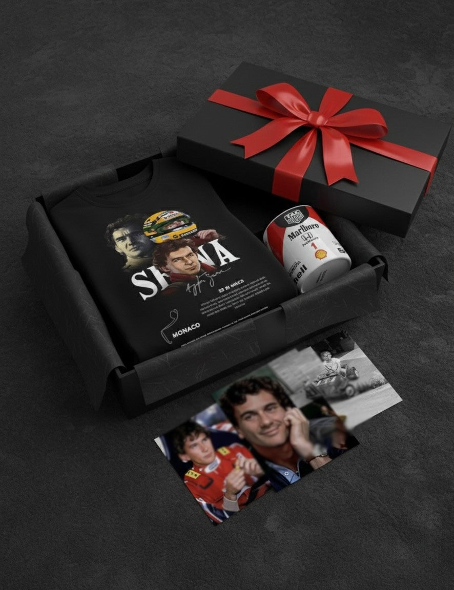 Kit Camiseta Mônaco + Caixa de Itens Colecionáveis
