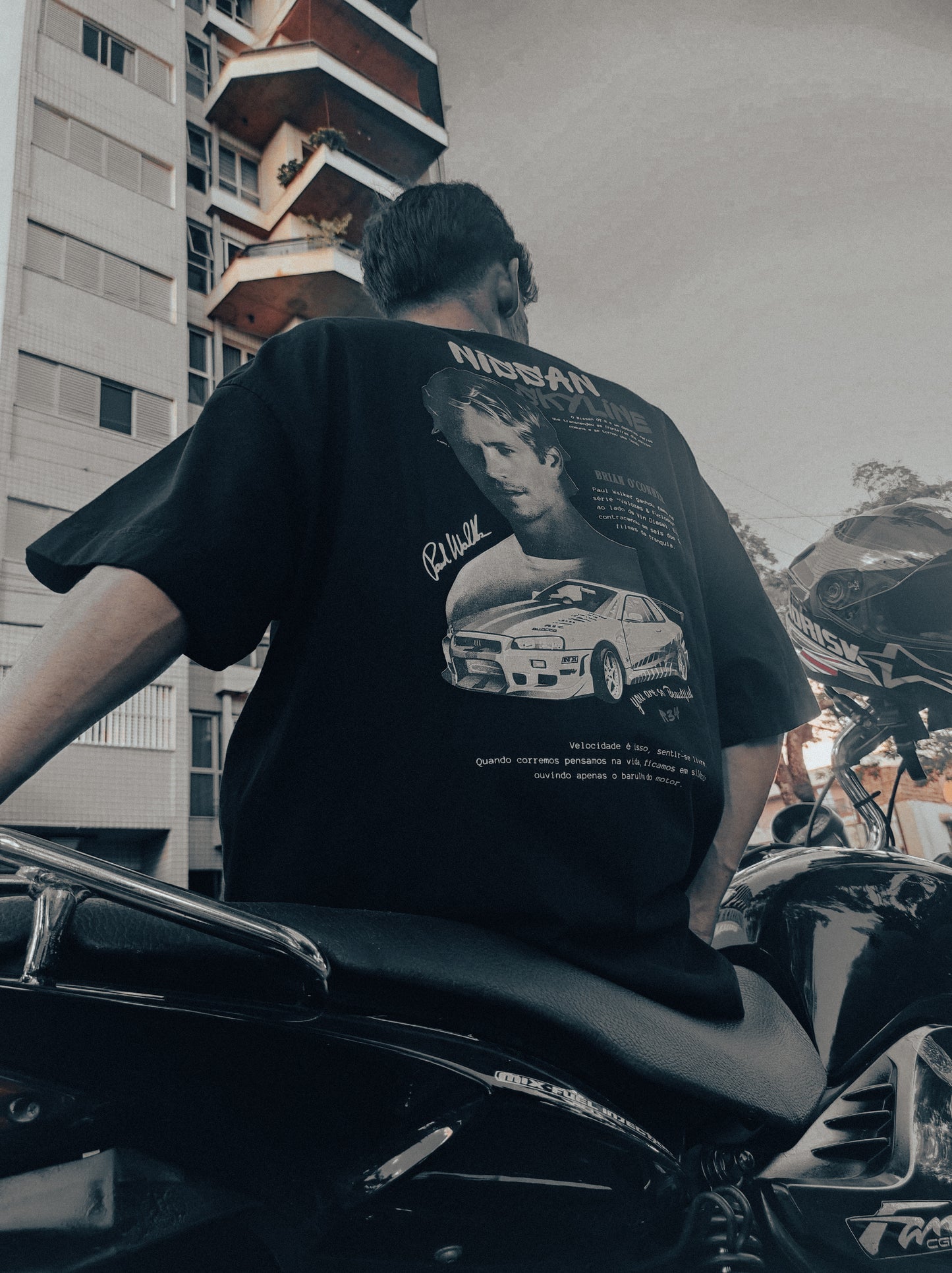 Camiseta Paul walker e skyline unissex oversized