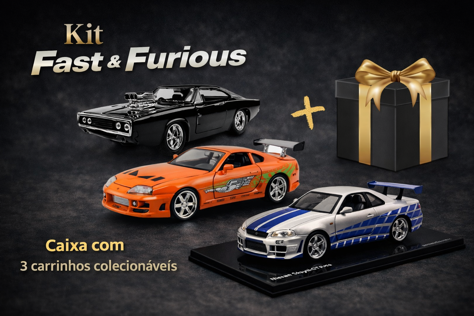 Kit 3 Carros Icônicos Velozes e Furiosos