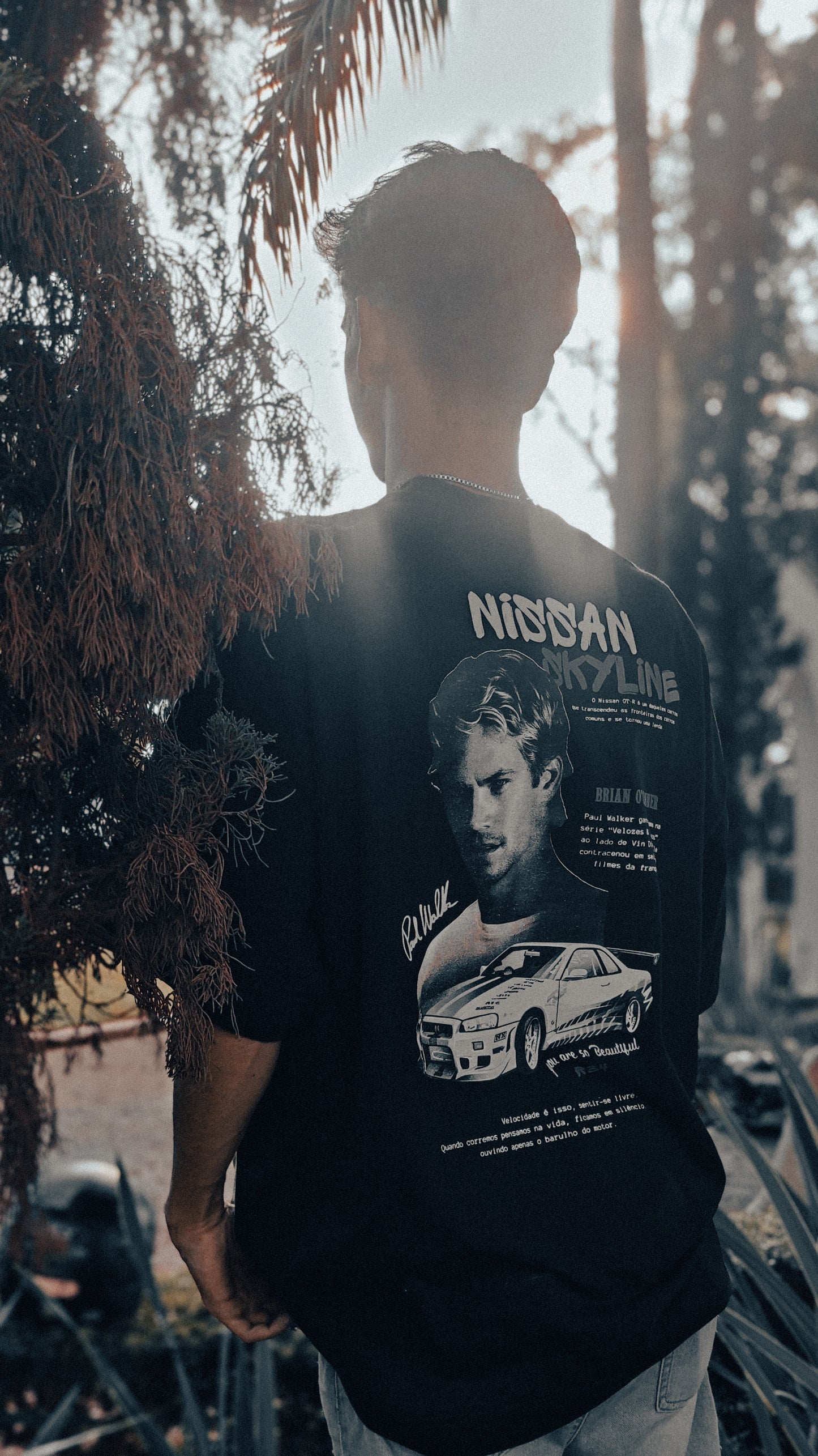 Camiseta Paul walker e skyline unissex oversized