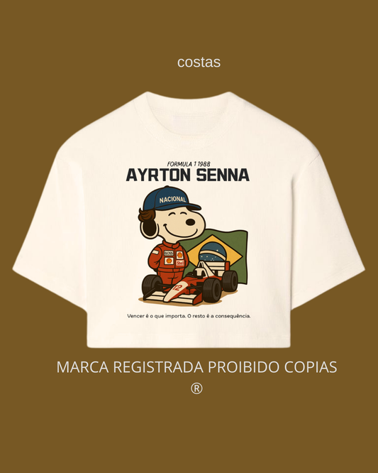 Cropped Feminino Snoopy Fórmula 1 1988